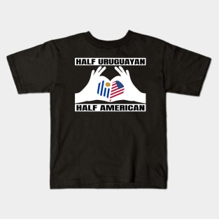Half Uruguayan Half American Heritage USA Roots & Uruguay DNA Family Flag Design Kids T-Shirt